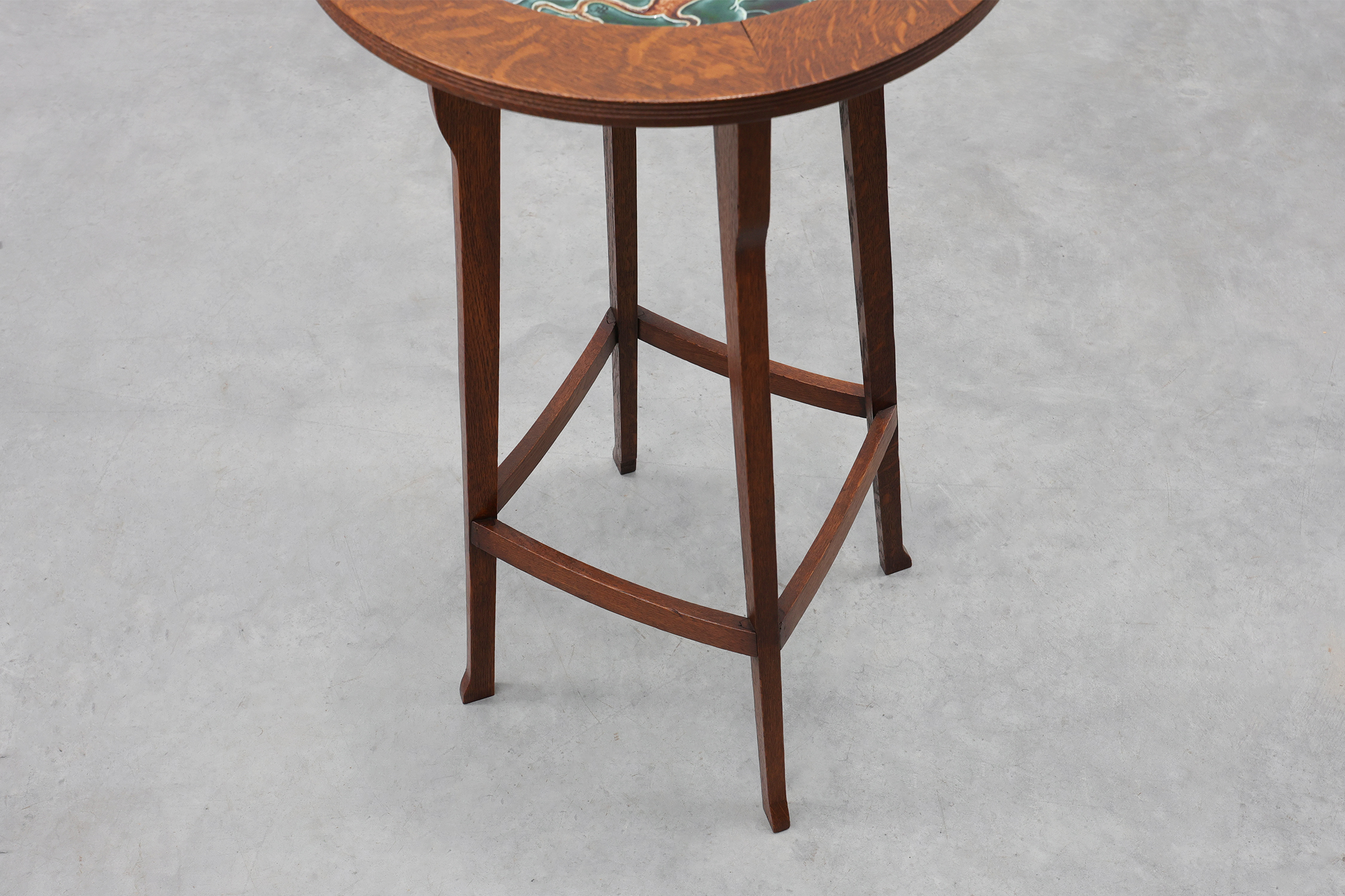 Art Nouveau Side Table with Swan Tile Top, Belgium, circa 1920thumbnail